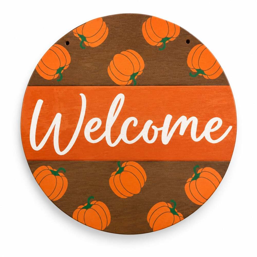 Fall Wooden Pumpkin Door Hanger | Welcome Sign